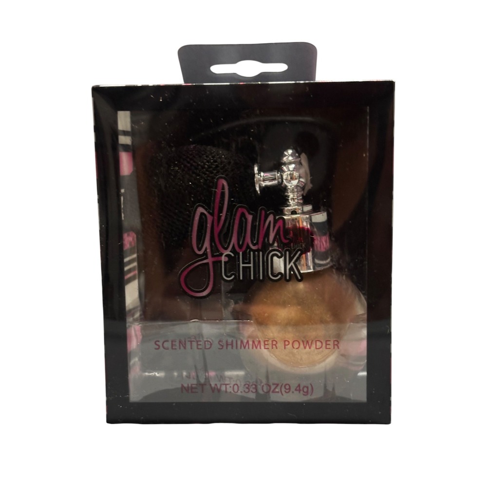 Glam Chick Scented Shimmer Powder Gold Glass Atomizer Bottle 0.33oz New in Box
